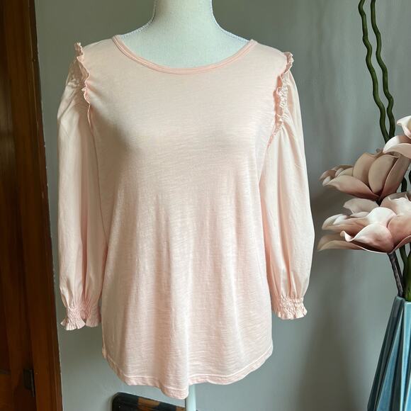 Banana Republic Tops - Banana Republic Top Puffy Sleeve Light Pink Preppy‎ Women's Size Medium